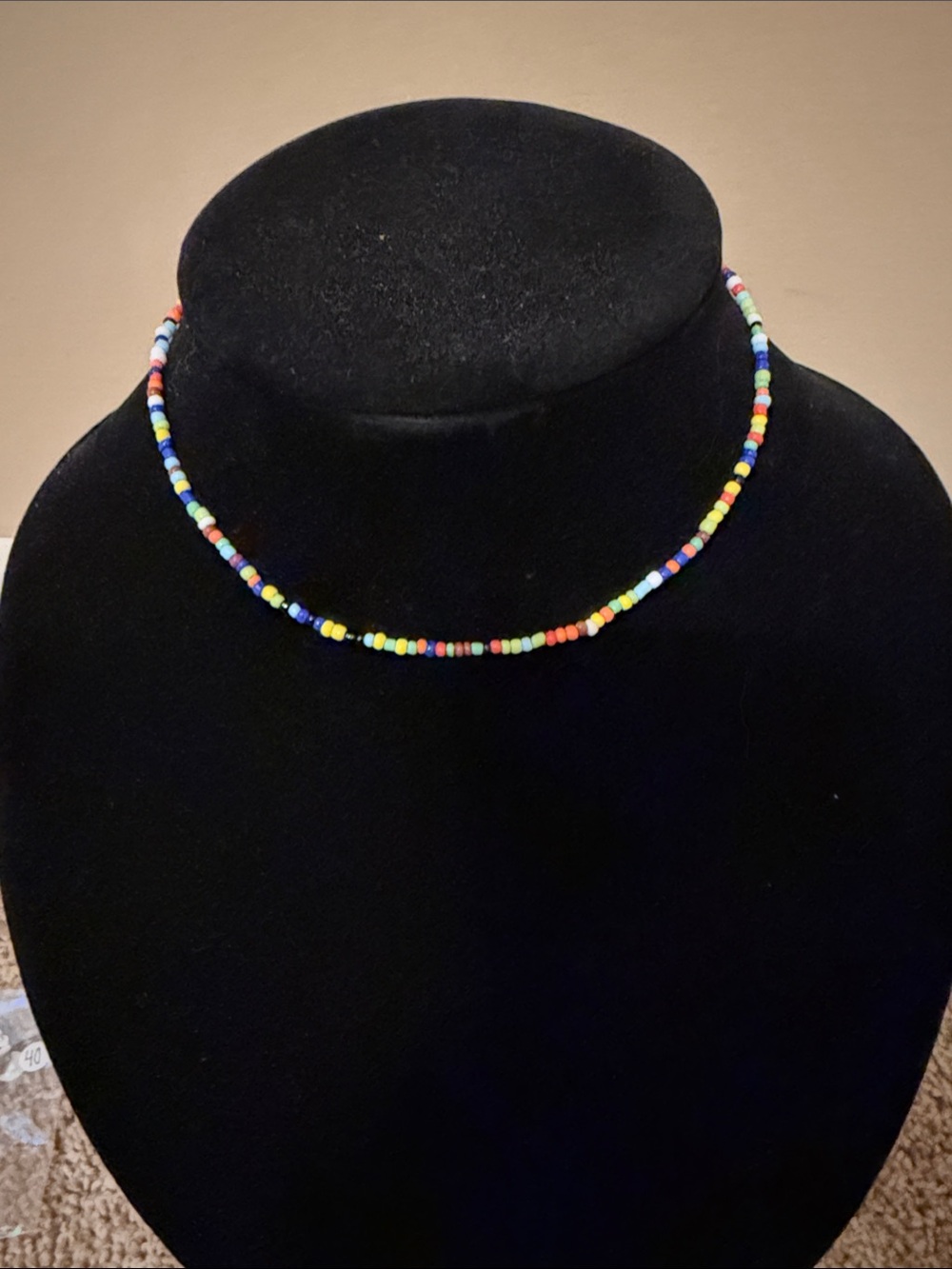 Handmade Multicolor Seed Bead Choker Necklace - Vibrant Rainbow